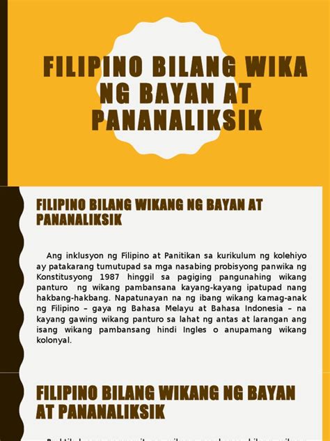 Filipino bilang wika ng bayan at pananaliksik